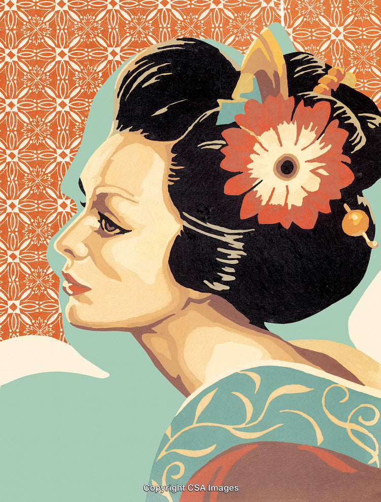 Elegant Portrait In Vintage Asian-Inspired Paint By Number Style