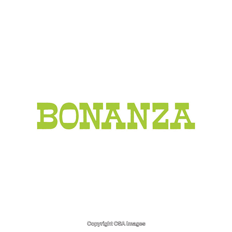 Bright Green Bonanza Text on Plain White Background