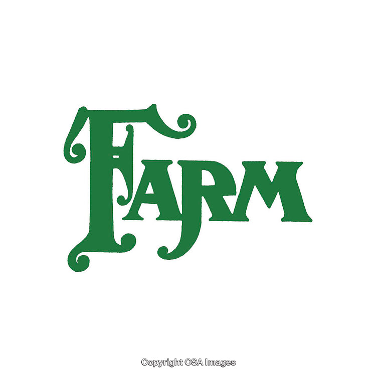 Green Farm Text in Decorative Font Design on White Background