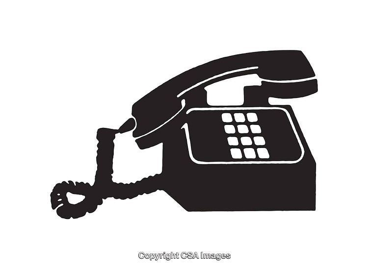 Retro Black and White Telephone Line Art Illustration