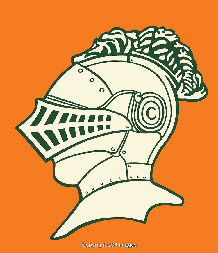Stylized Line Art Illustration of a Medieval Knight Helmet