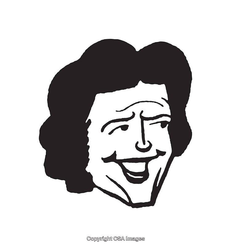Laughing Face Illustration in Black and White Line Art Style