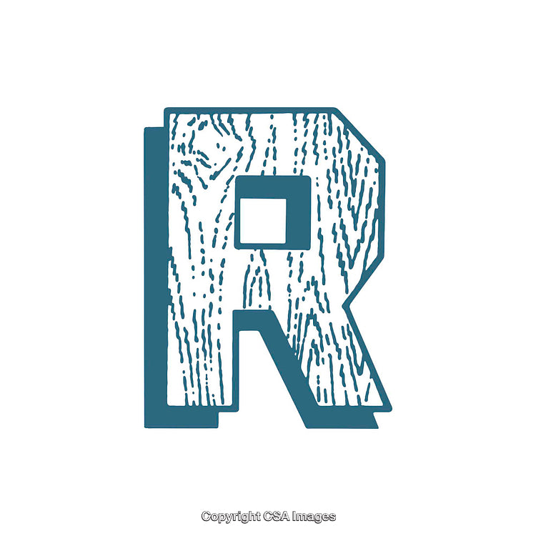 Stylized Wood-Grain Letter R on a White Background
