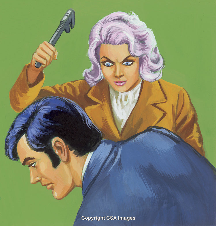 Dramatic Vintage Illustration Depicting Emotional Tension and Conflict