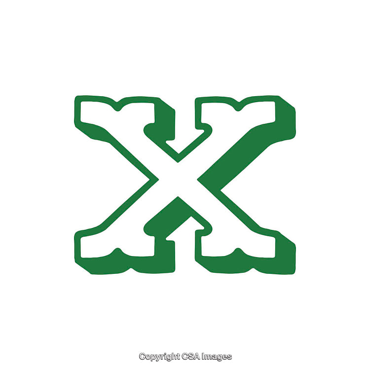 Stylized Green Letter X With Bold Outline