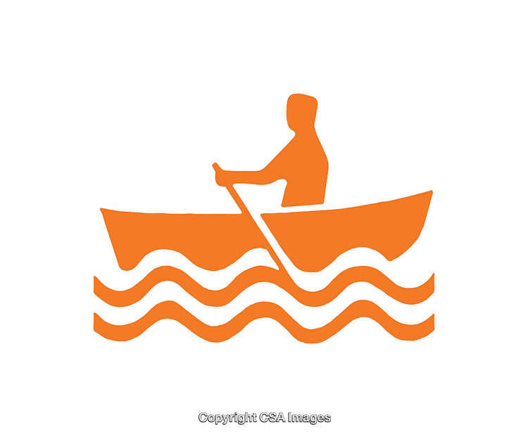 Orange Boat Icon with Waves in Minimalist Style