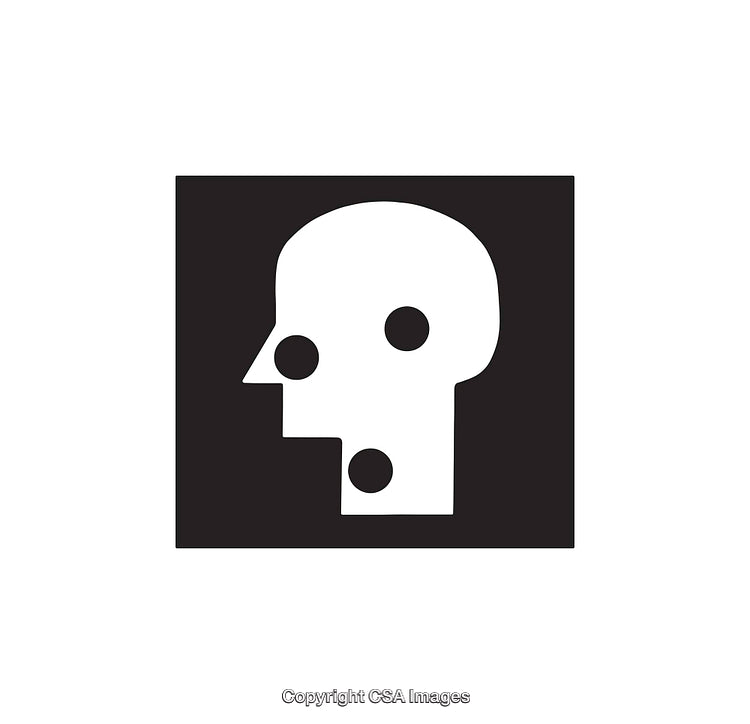 Abstract Minimalistic Black and White Icon of a Human Profile