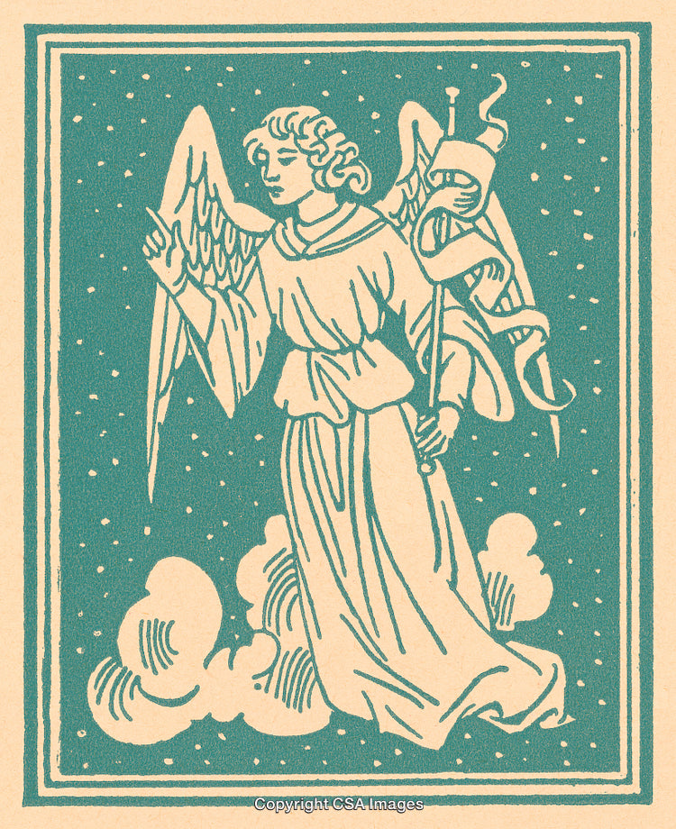 Vintage Illustration of an Angel in Radiant Celestial Setting