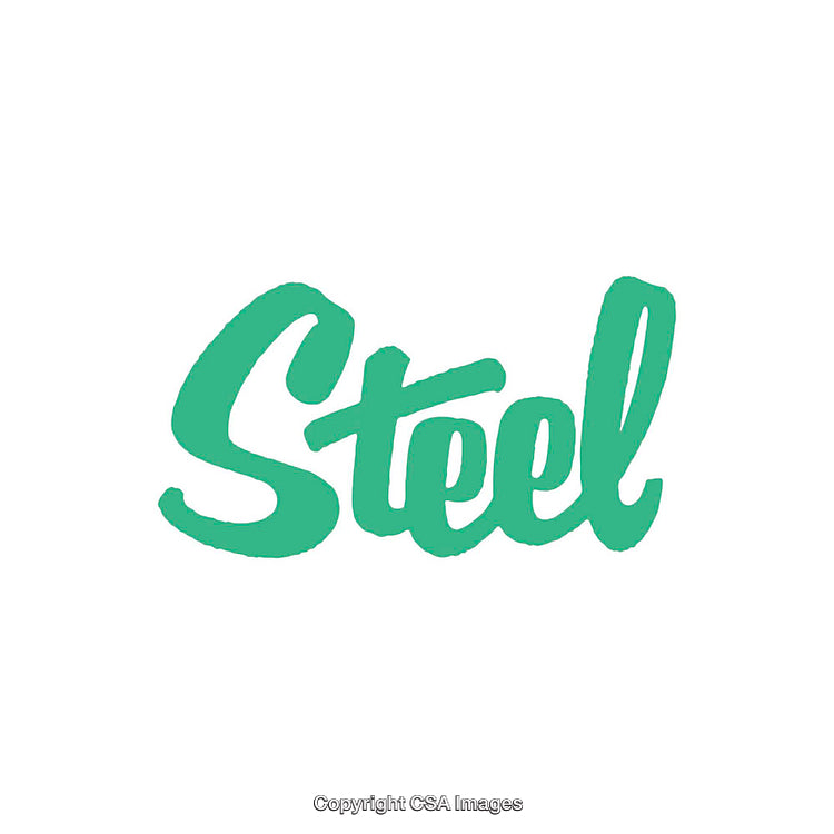 Stylized Graphic Text Showing the Word Steel in Teal Lettering
