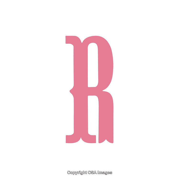 Stylized Pink Uppercase Letter R on a White Background