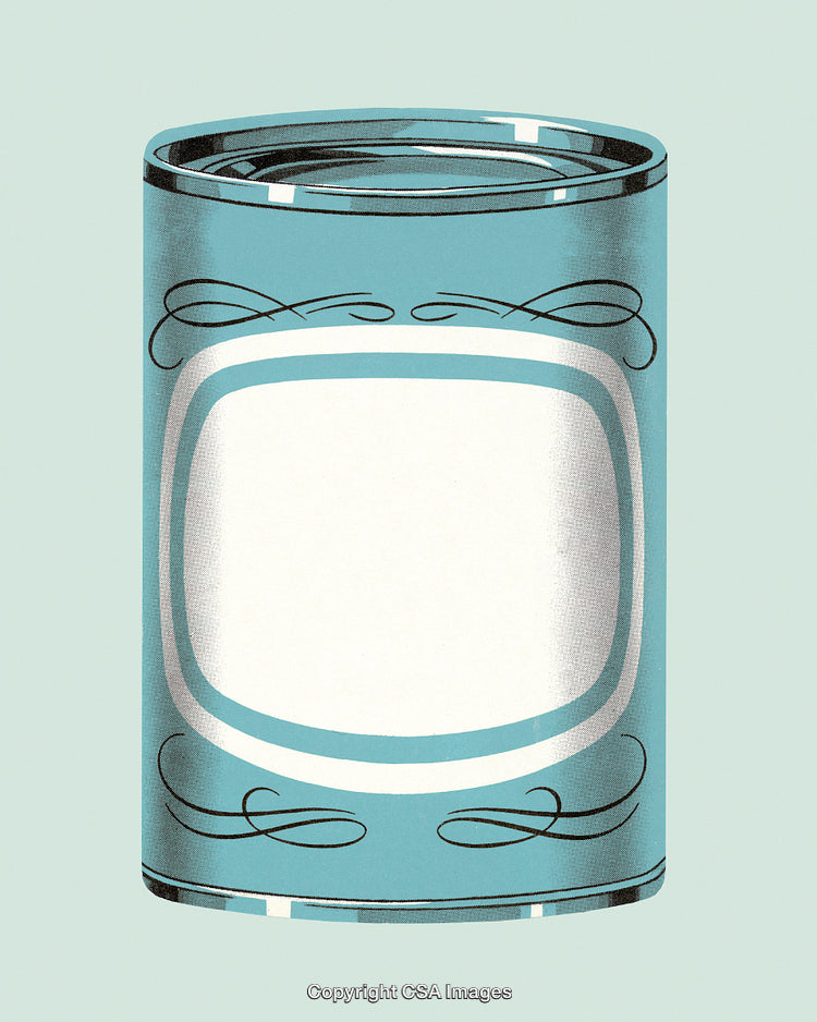 Retro Illustration of a Blank Tin Can on Light Background