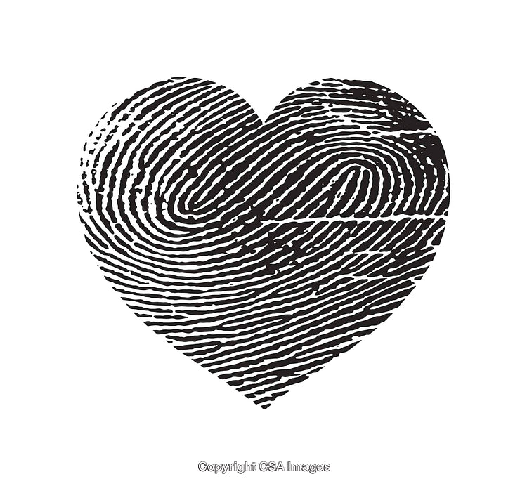Heart-Shaped Fingerprint Design Illustration in Black and White Art