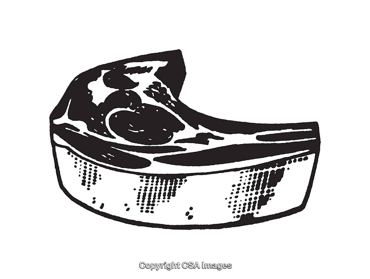 Black and White Line Art Illustration of a Meat Cut