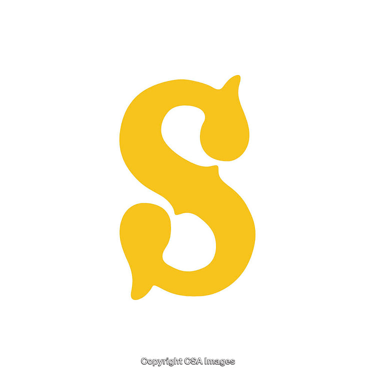Stylized Yellow Letter S on a Clean White Background