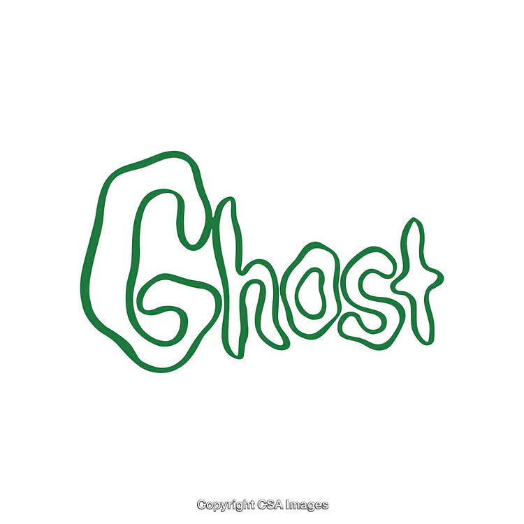 Green Abstract Typography Design With the Word 'Ghost' on a White Background