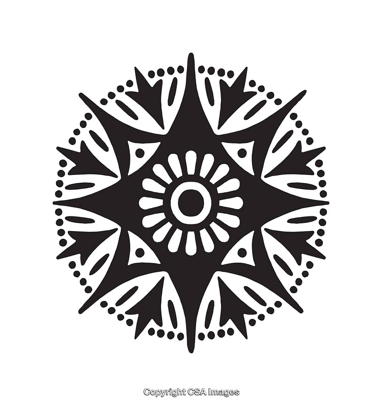 Intricate Black and White Circular Line Art Design
