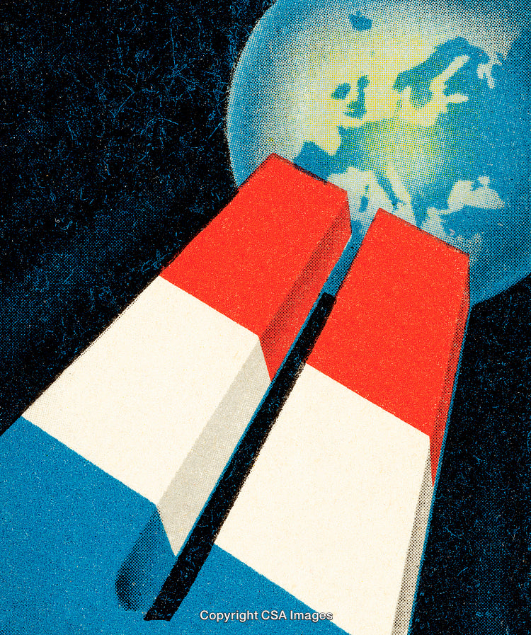 Abstract Graphic Depicting Geometry with Earth in Retro Style