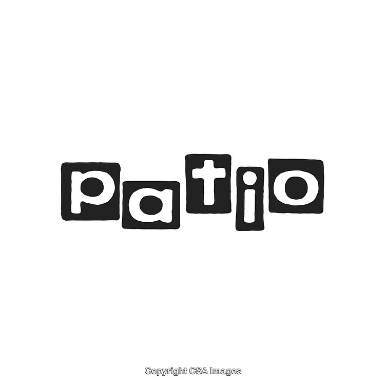 Block Letter Design Representing the Word Patio in Bold Minimalist Style