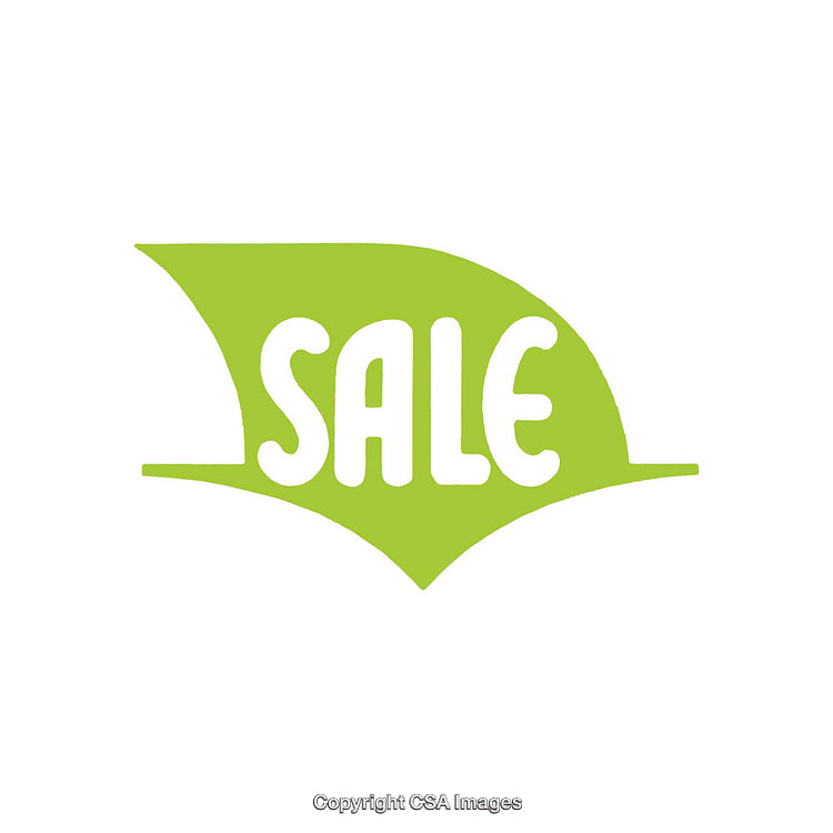 Green Leaf Sale Sign Isolated on White Background