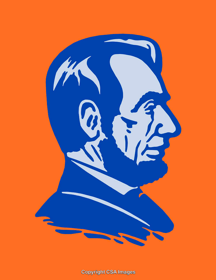Colorful Line Art Portrait Illustration on Orange Background