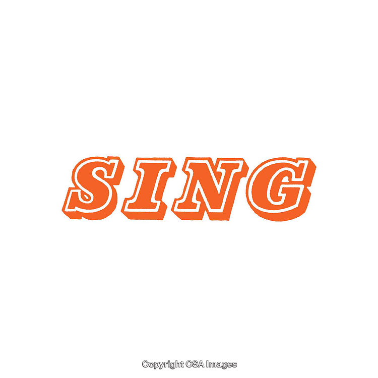 Bright Orange Stylized Word 'Sing' on White Background