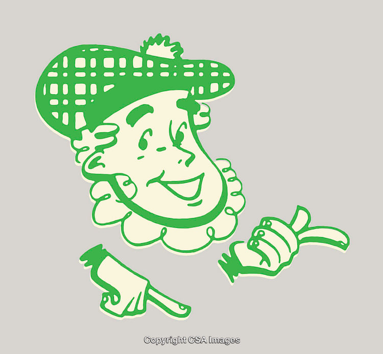 Cartoon Character Illustration in Green on Gray Background