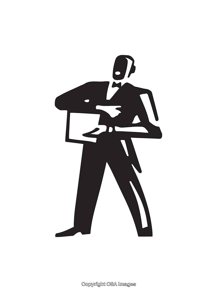 Black and White Line Art of a Stylish Businessman Illustration