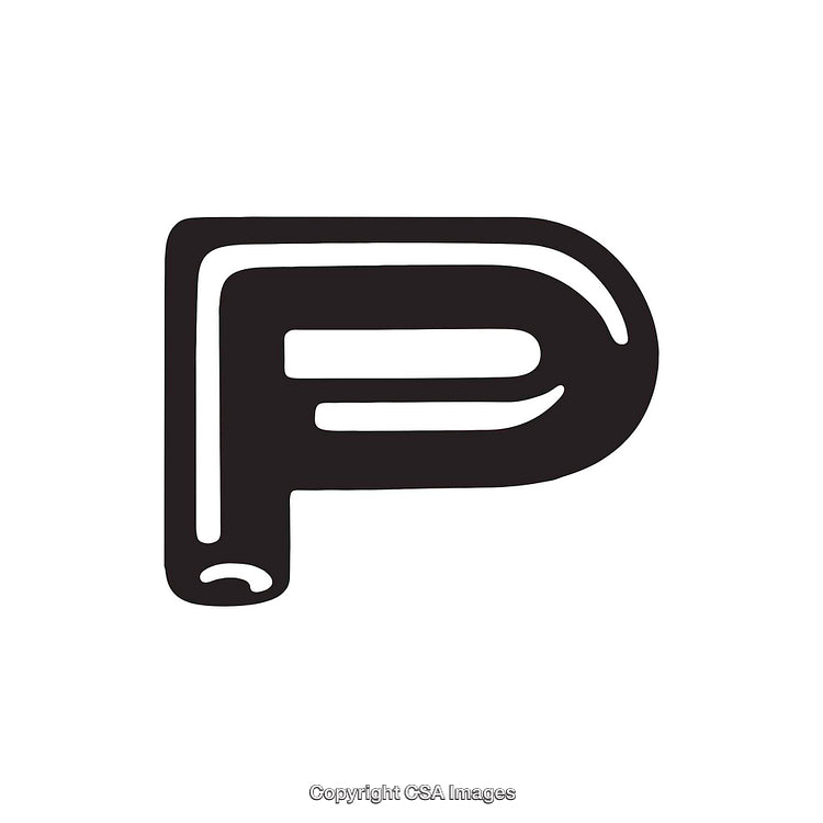 Bold Black Stylized Letter 'P' on Clean White Background