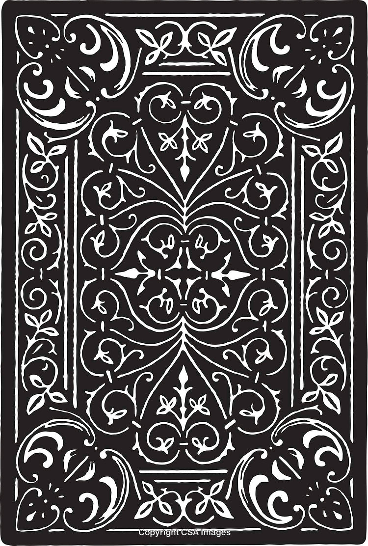 Ornate Black and White Decorative Floral Pattern Illustration with Vintage Elements