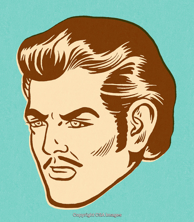 Retro Illustration of a Confident Man With Stylish Hair and Mustache