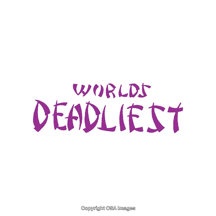 Purple Stylized 'World's Deadliest' Text on White Background