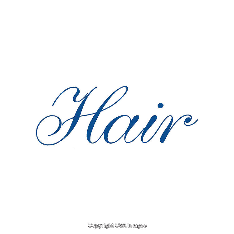 Elegant Blue Script Typography Highlighting the Word 'Hair' in Stylish Display