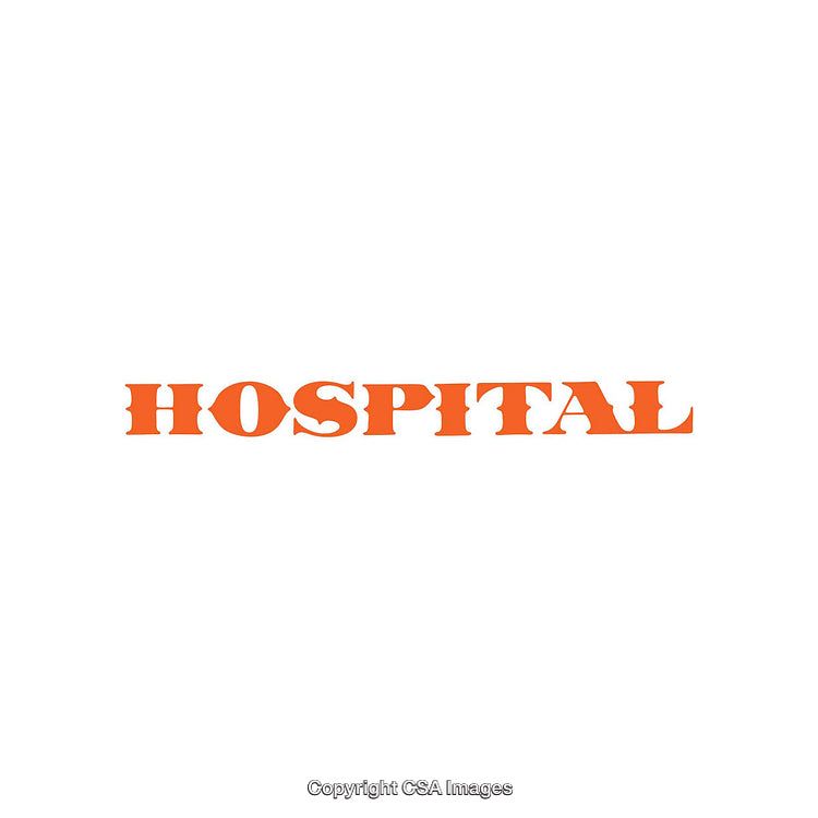 Bold Hospital Word in Orange on White Background