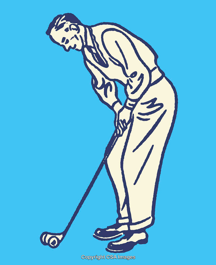 Vintage Illustration of a Man Preparing to Play Golf in Classic Style