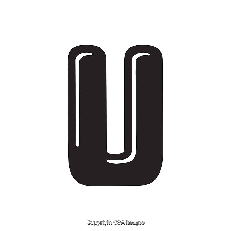 Bold Black Letter U With Minimalist Design on White Background