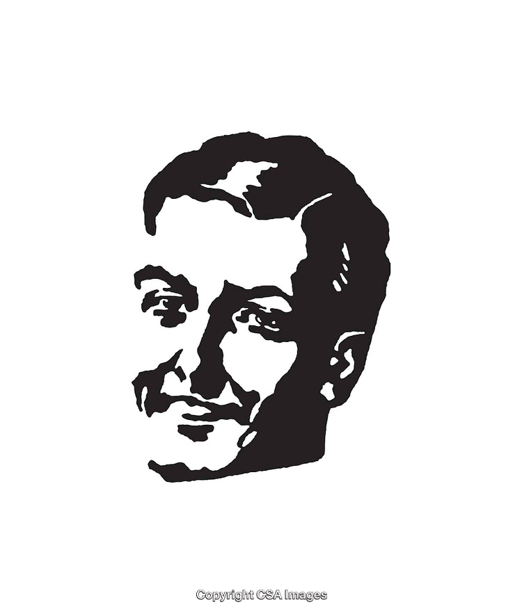 Black and White Line Art Portrait of a Man with Defined Features
