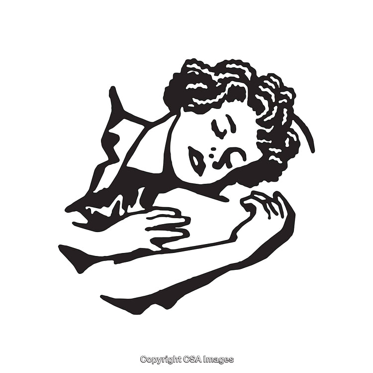 Black And White Line Art Illustration of Person Resting Peacefully