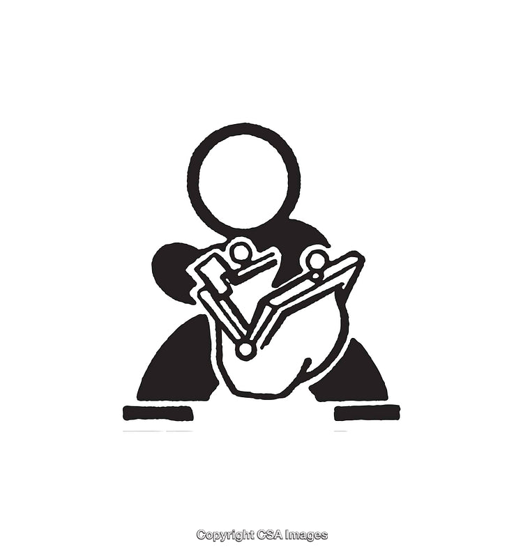 Minimalist Black and White Line Art Depicting Abstract Figures in Motion