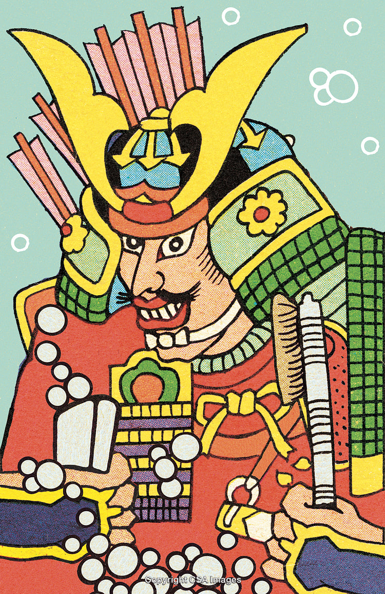 Bold Samurai Character in Artistic Pop-Art Inspired Design Illustration