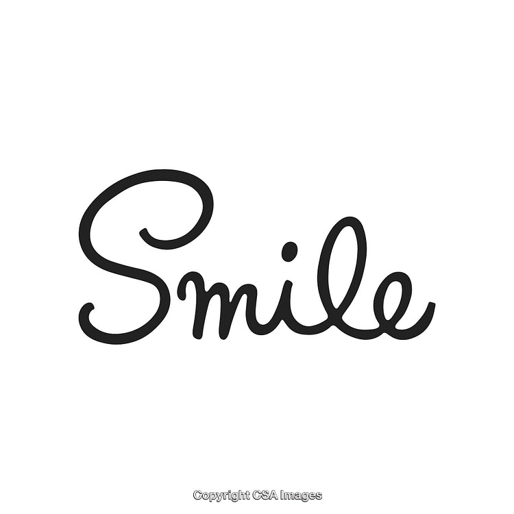 Handwritten Lettering of the Word Smile in Black on a White Background