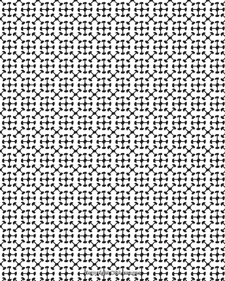 Seamless Black and White Pattern with Geometric Symmetrical Design