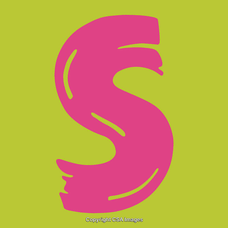 Bold Pink Letter S on a Bright Green Background