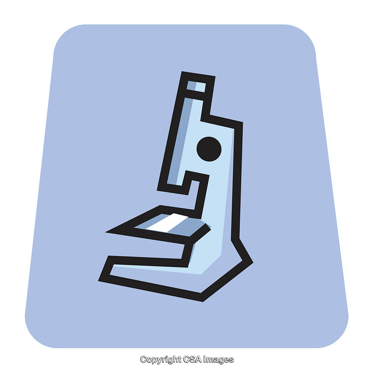 Stylized Illustration of a Microscope on a Blue Background