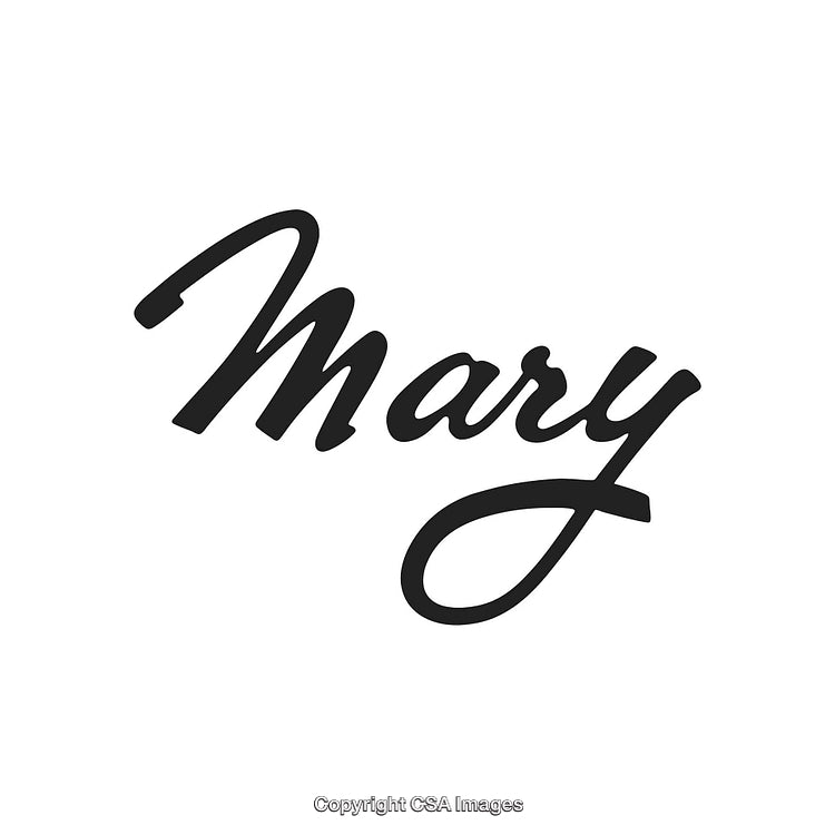 Stylish Black Script Typography of the Name Mary on White Background