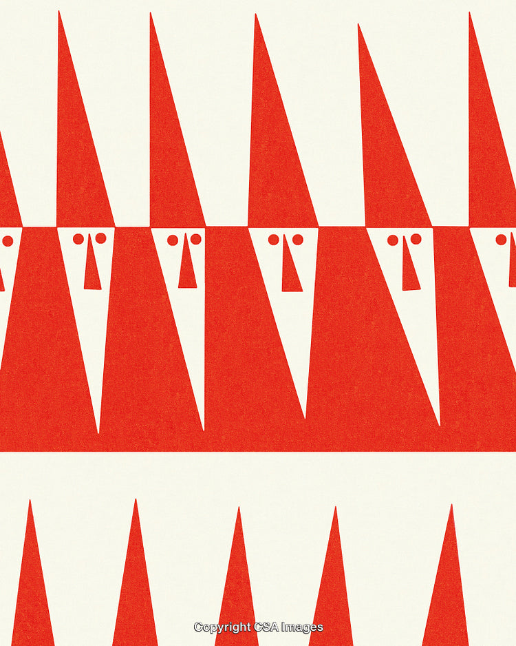 Abstract Red And White Geometric Art With Patterned Figures