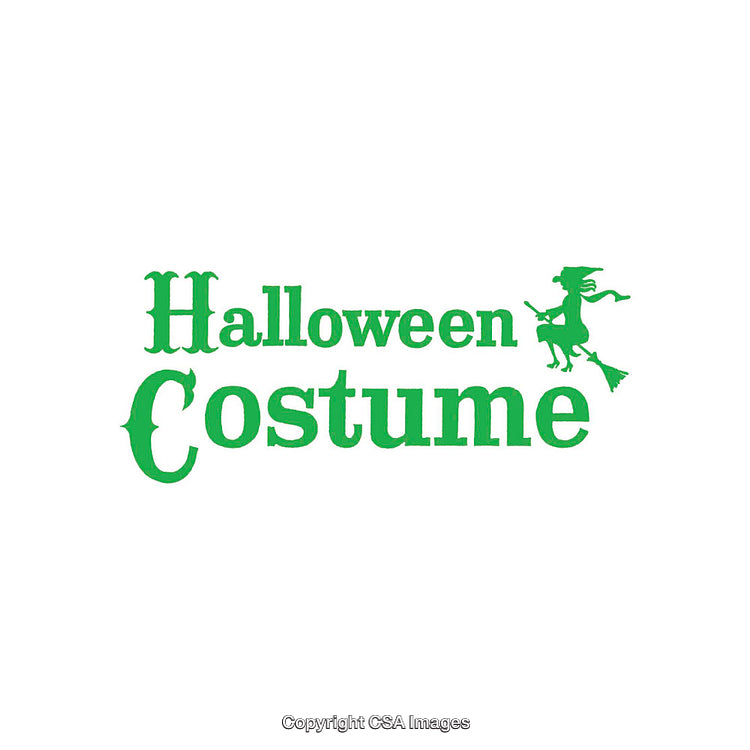 Halloween Costume Text with Witch Illustration in Vibrant Green Design