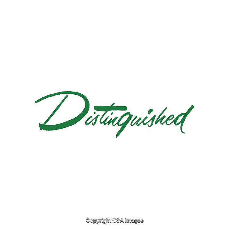 Elegant Handwritten Script Featuring the Word 'Distinguished' in Green Ink