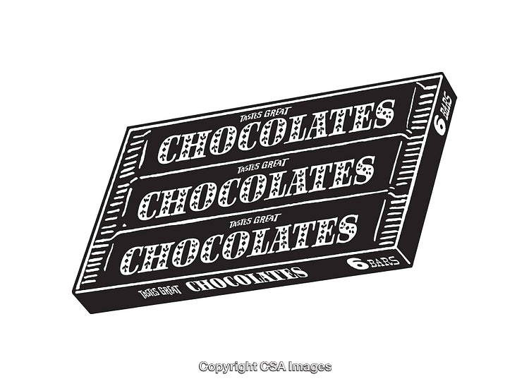 Black And White Line Art of Chocolate Bar Packaging Illustration