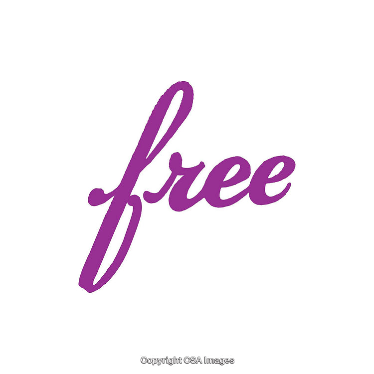 Creative Purple Calligraphy Text Depicting Word 'Free' on White Background
