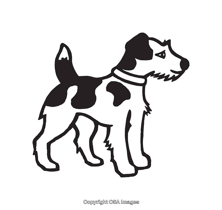 Black And White Line Art of a Cute Dog With a Collar